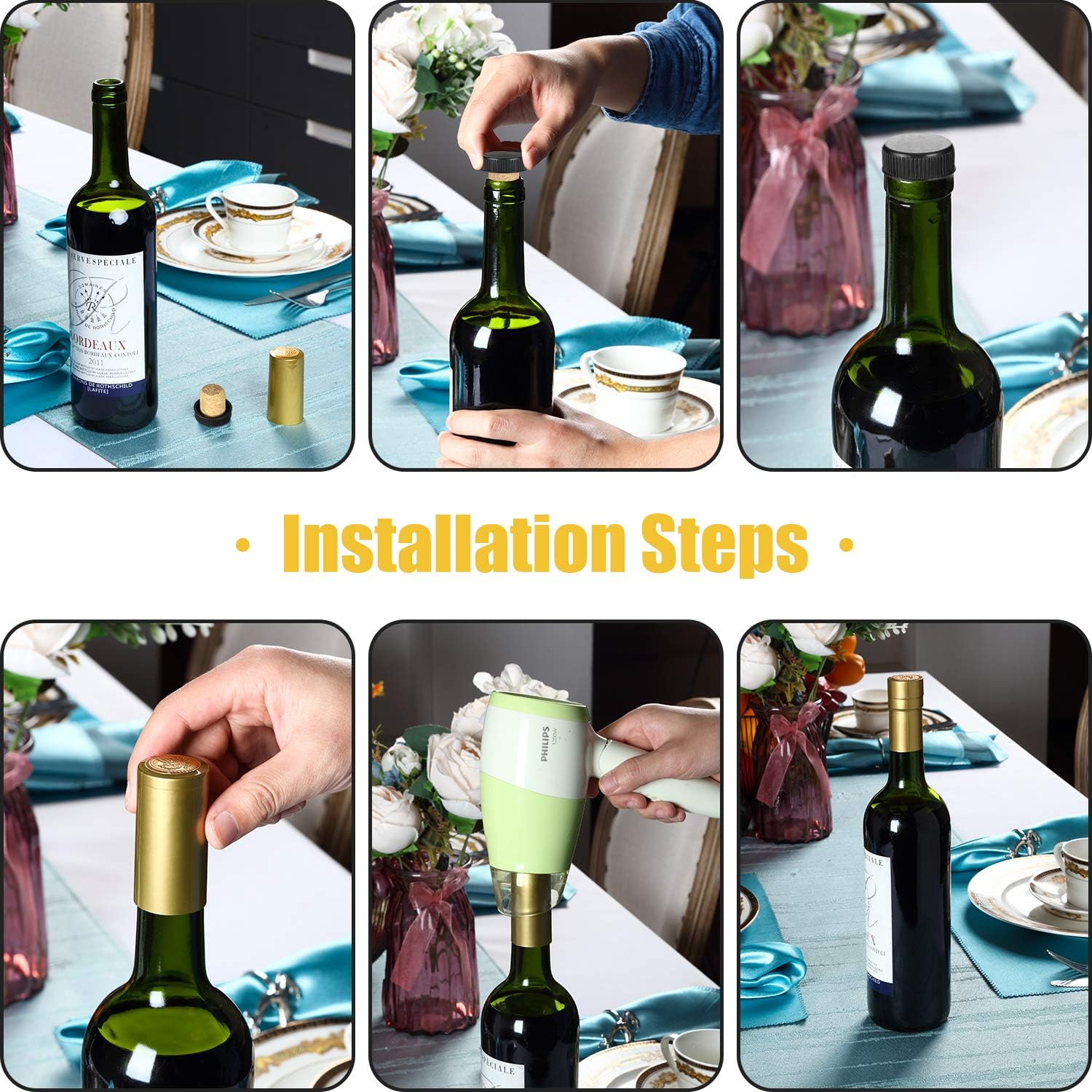 Wine Bottle Cork Stopper with Plastic Top, T Shape PVC Heat Shrink Capsules, Cork Tops Tasting Corks Wine Bottle Seals Shrink Caps