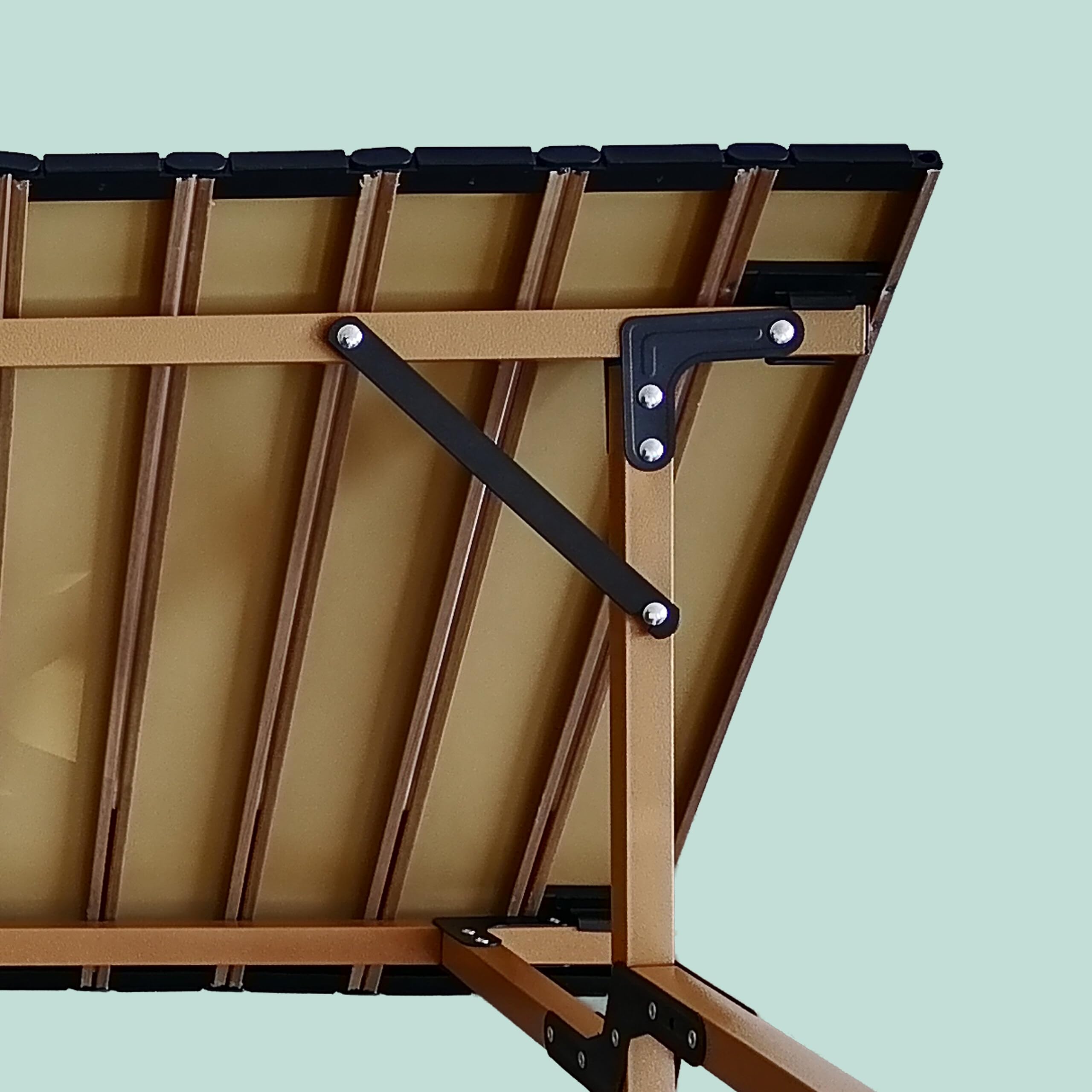 Relaxdays Mesa de Camping Plegable y Regulable en Altura, Efecto Madera, 44 x 120 x 60 cm, Bolsa, Natural