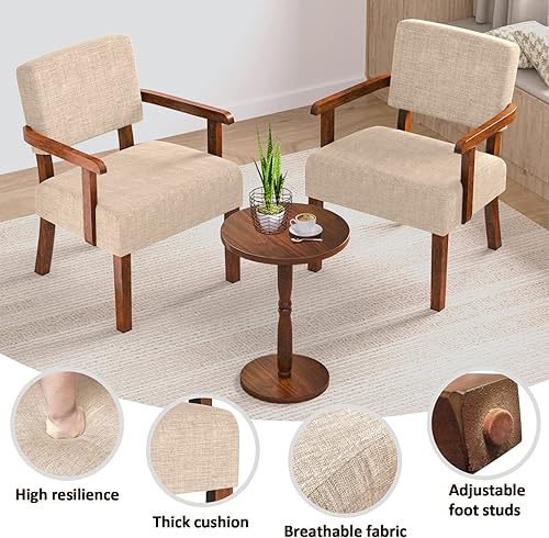 Miniatura 208 de Juego de 2 sillas decorativas con mesa, sillas de sala de estar con asiento suave y reposabrazos para sala de estar, dormitorio, sala de lectura,