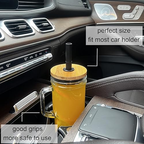 Miniatura 7 de ALINK Vasos de vidrio con tapas y pajitas, vaso de 24 onzas con asa, funda de silicona, puntas, cepillo, tazas de café helado reutilizables para