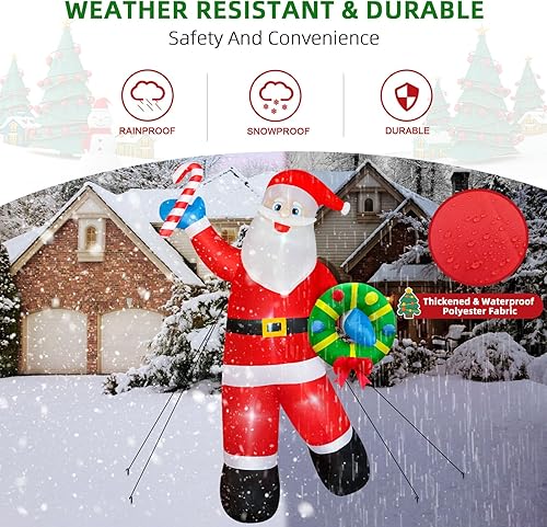 Vista 65 de Inflables de Navidad de 12 pies de largo, decoraciones para exteriores, inflables de Papá Noel en trineo de renos, luces LED integradas