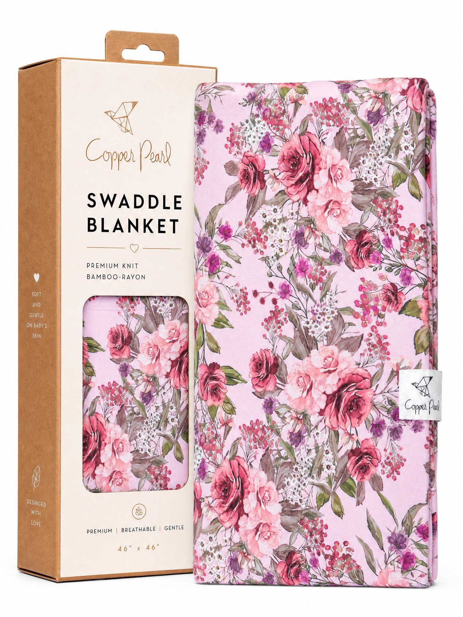 Copper Pearl Swaddle Blankets for Newborns | Soft Stretchy Receiving Blankets for Boys and Girls | Large 46 x 46 Inch Baby Blankets | Lightweight and Breathable Swaddles | Deborah