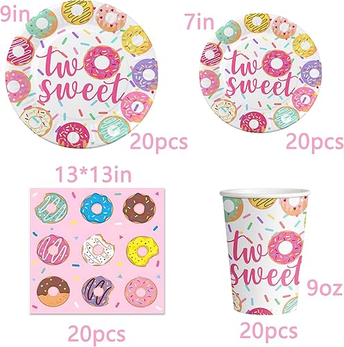 Miniatura 2 de Suministros para fiesta de cumpleaños dulces - Dos dulces decoraciones para niñas, tema de fiesta de donas