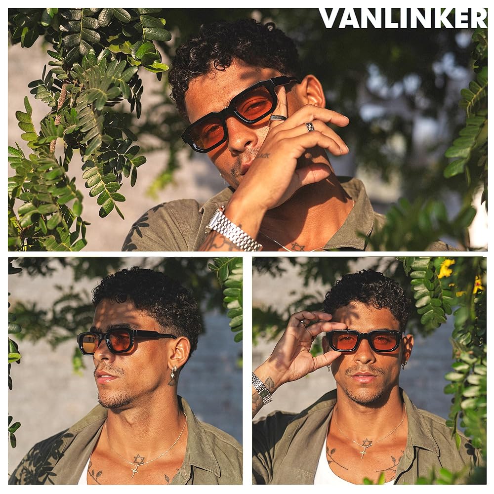 Amazon.com: VANLINKER Retro Orange Sunglasses for Men Women