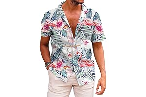 KYKU Tiger Button Down Shirt Men's Casual Hawaiian Shirt Short Sleeve Tropical