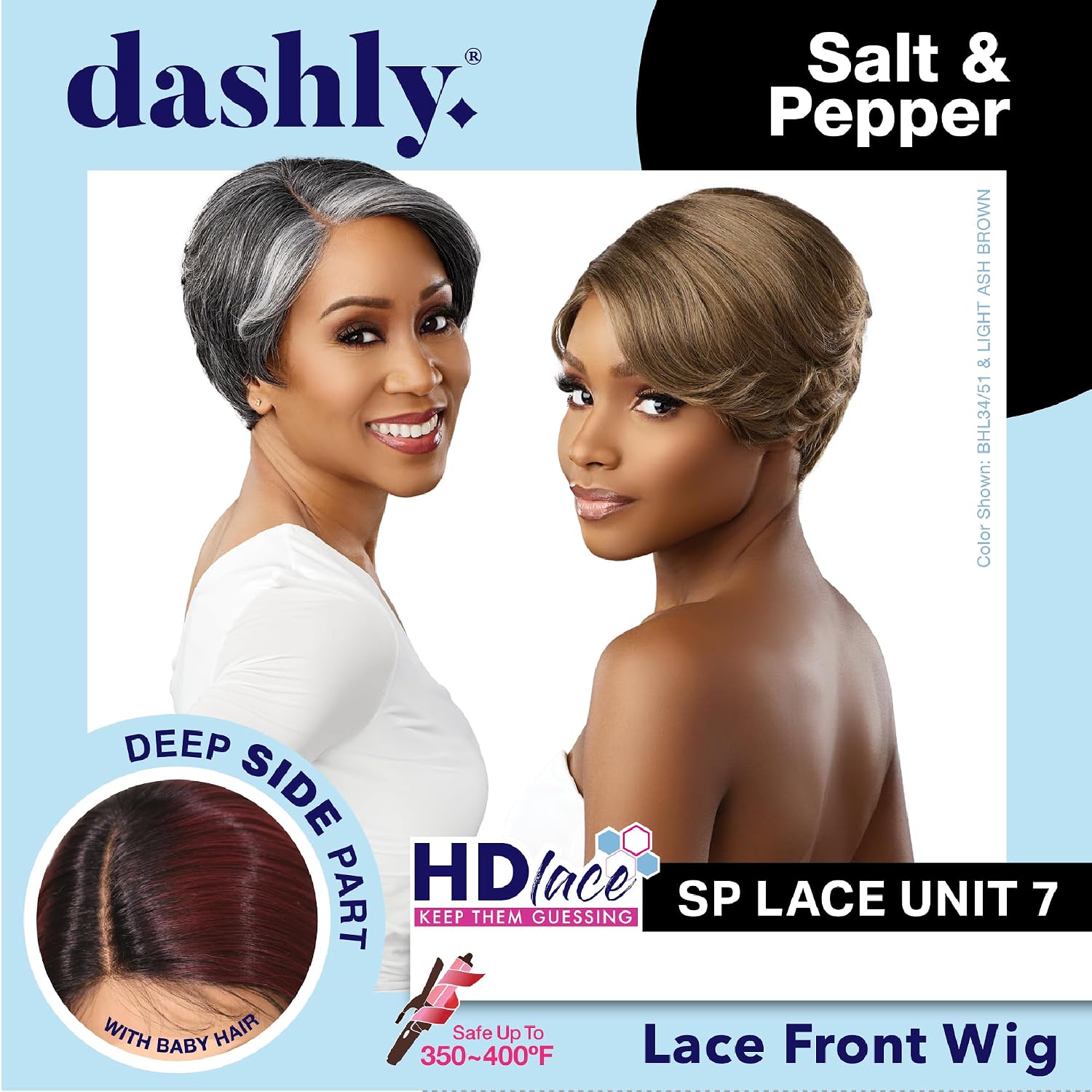 Sensationnel Dashly Lace Saltandpepper Wig - Sp Unit 7 Hand Tied Laceparting Ear to Ear Synthetic (1 JETBLACK)