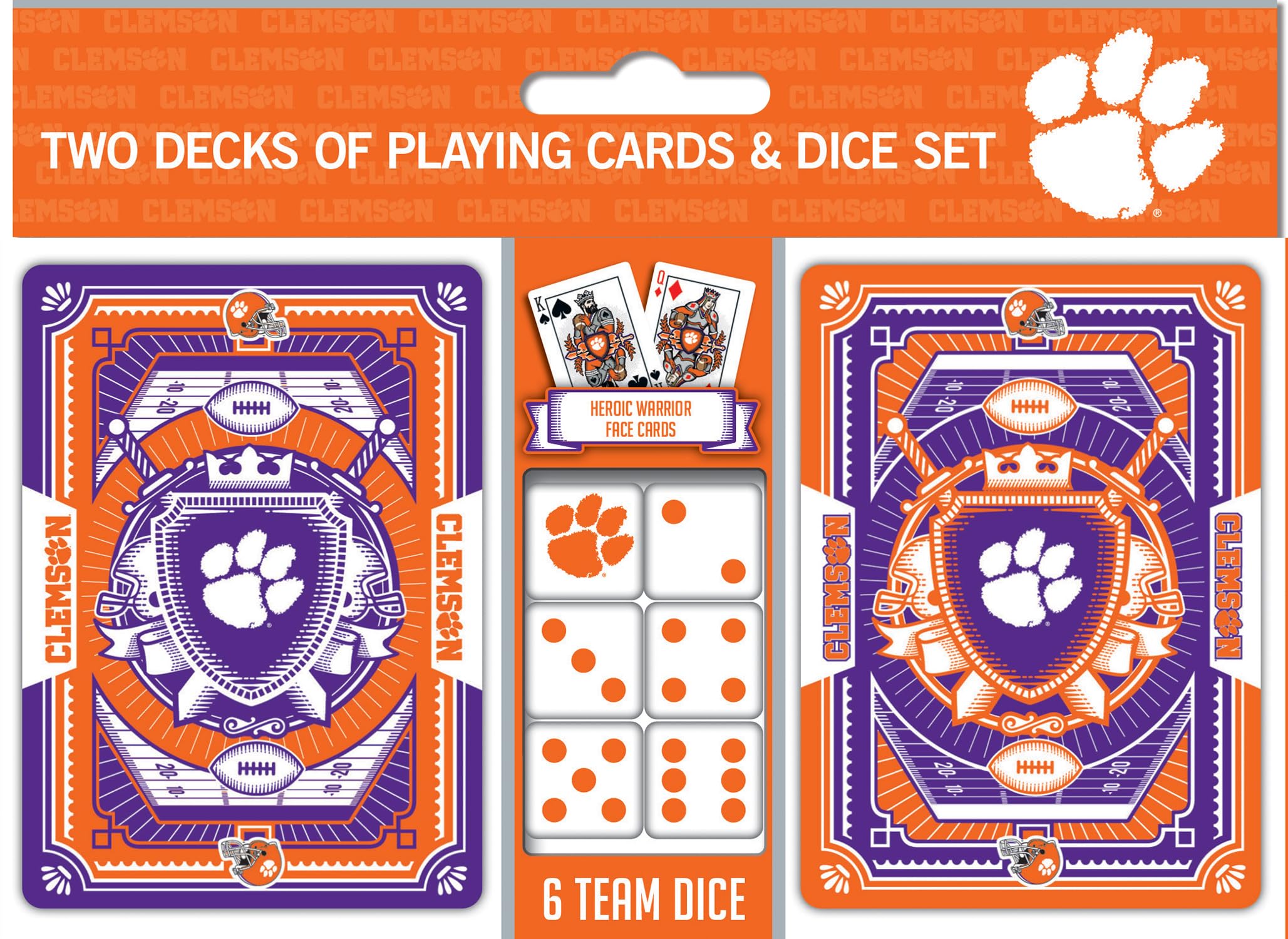 Masterpieces Officially Licensed NCAA Clemson Tigers 2-Pack Playing cards &amp; Dice set for Adults