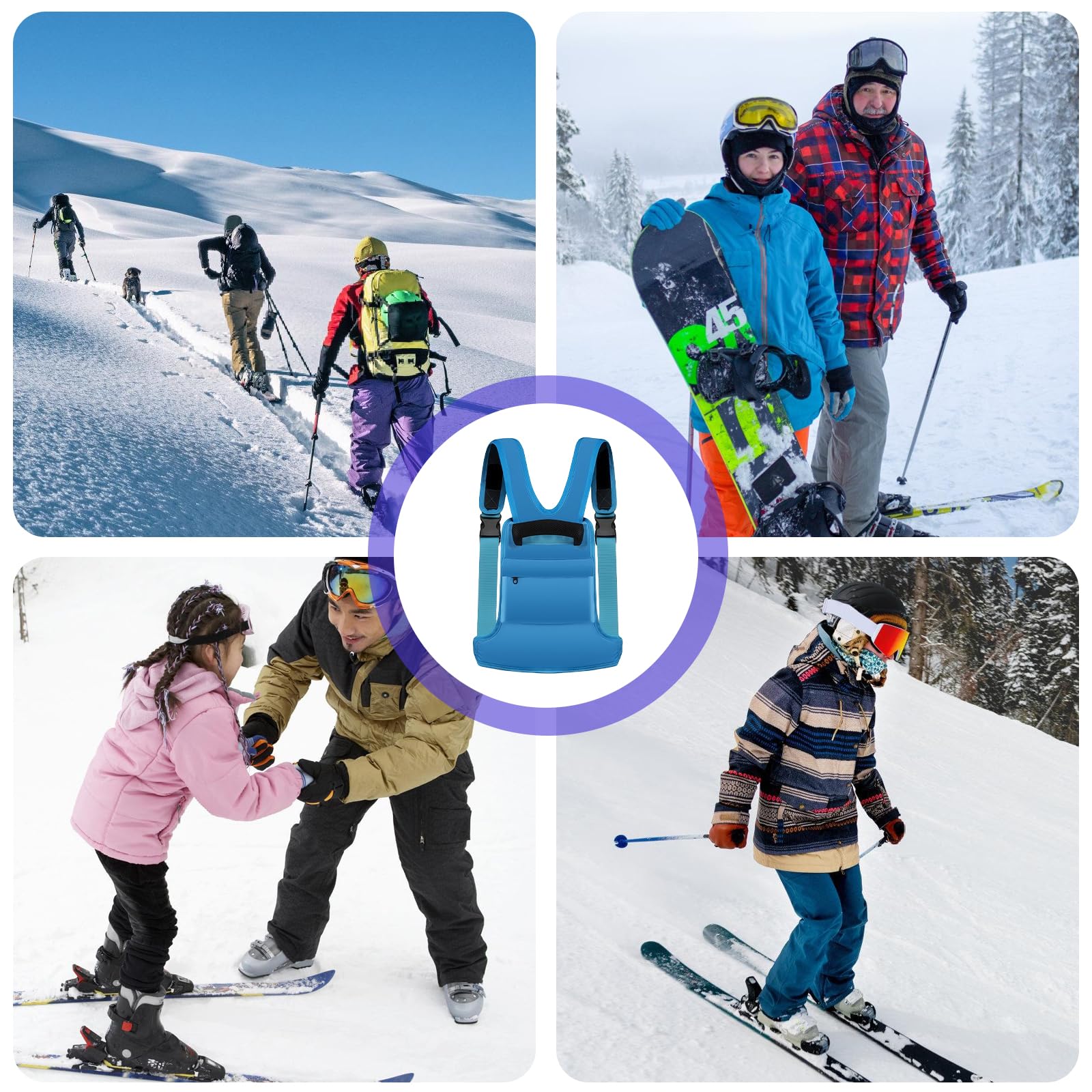 Ski- und Snowboard-Trainingsgurt für Kinder: Skigurttrainer Ski-Geschirr für Kinder mit Einfacher Hebestuhlgriff aus Traktionsgurt, Ski und Snowboardgurt Trainer Gurt für Kinder Jungen Mädchen
