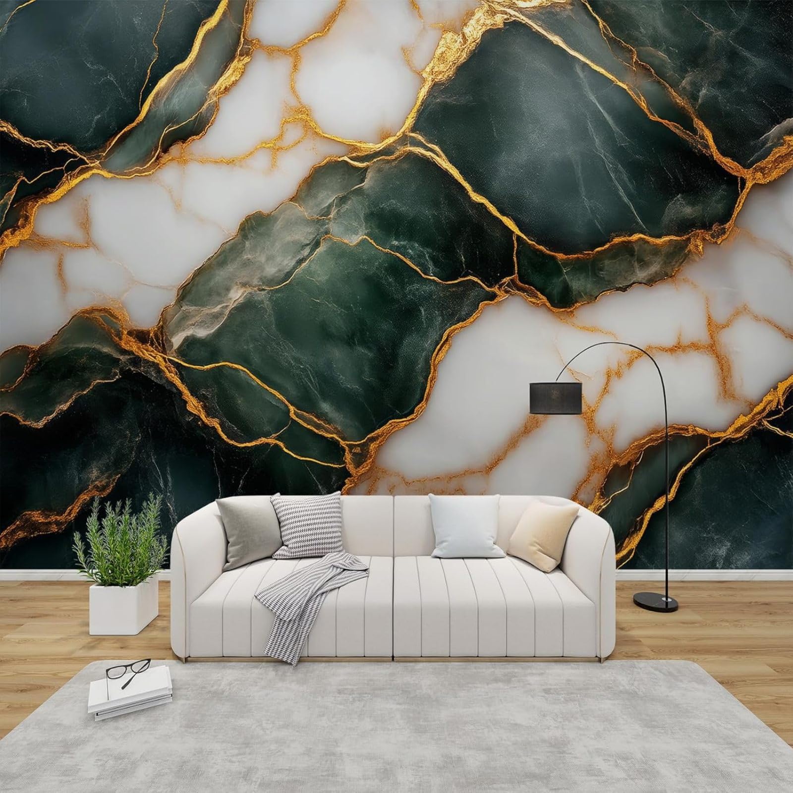 pdghsdkgjh Photo Wallpaper Marble Dark Green Stone Look Modern Living Room Bedroom Children's Room Wall Decoration Motif Wallpaper,150cmx105cm Stickers - Frameless Painting - Poster