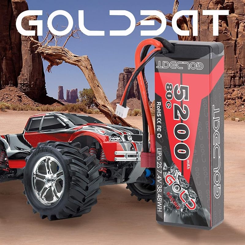 GOLDBAT 5200 mAh 7.4V 2S 80C LiPo akkumulátor RC járművekhez, Deans csatlakozóval - RC autó, hajó, drón, helikopter modellekhez