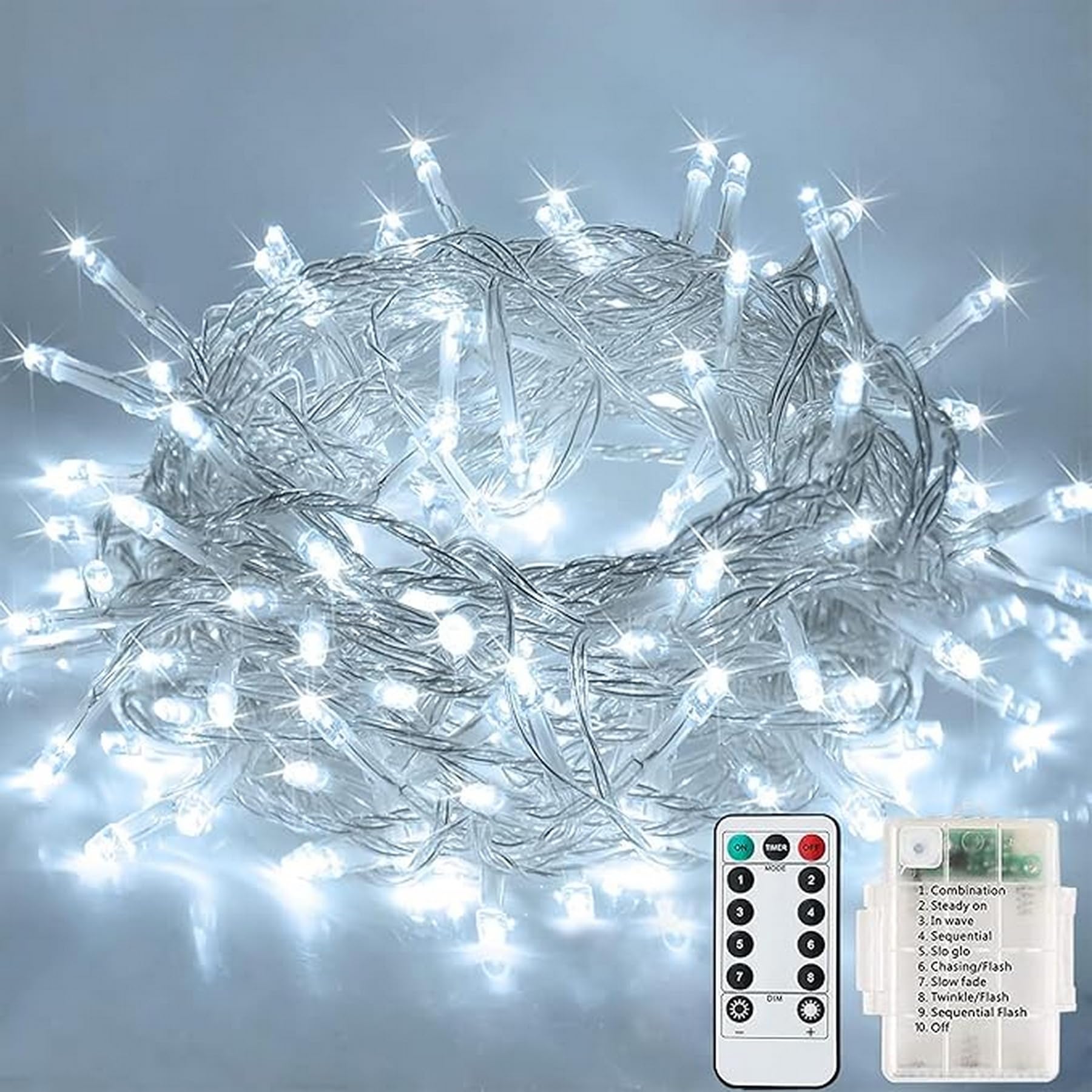 Lityby Girls Cool White-Battery Fairy Lights Battery Operated, 12M/120Led Battery String Lights