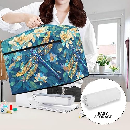 Miniatura 181 de Funda para máquina de coser de mariposas y flores con prácticos bolsillos, funda protectora con asa, para la mayoría de máquinas de coser estándar