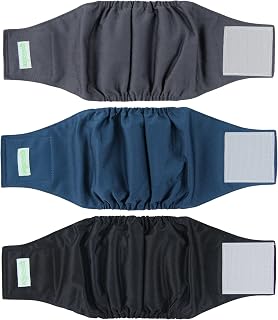 Wegreeco Washable Male Dog Belly Bands 3-Pack Small - Leak-Proof Reusable Dog Diapers for Incontinence, Training & Puppies (11-14" Waist)