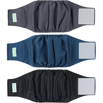 Wegreeco Washable Male Dog Belly Band - Pack of 3 - Washable Male Dog Belly Wrap, Small Doggie Dog Diapers Male for Doggy Puppy (Black, Charcoal, Navy, Small)