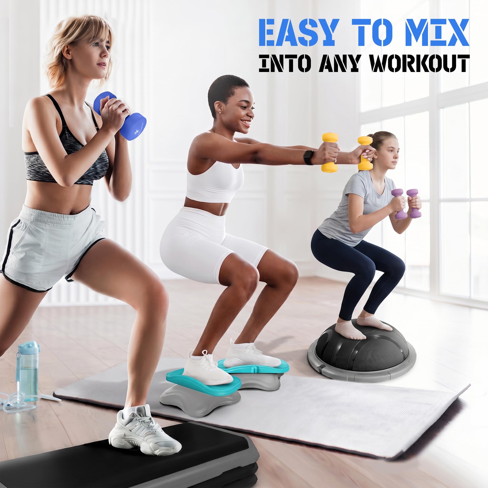 Yes4All Manubri in neoprene, set di 2 pesi per mani, comodo cavo di tipo C incluso, 0,9-9,1 kg, impugnatura comoda per un allenamento sicuro a casa, rivestimento in neoprene antiscivolo con design