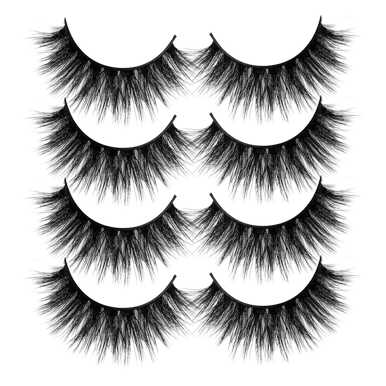 ALICROWN Faux Mink Lashes Pack 3D Volume Natural Fluffy Wispies Cross False Eyelashes