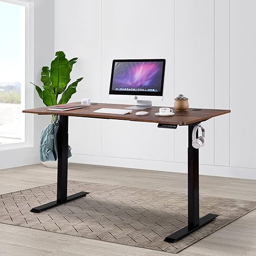 Miniatura 2 de UNICOO - Escritorio de pie eléctrico de doble motor de altura ajustable de 59 x 29.5 pulgadas, escritorio para computadora de oficina en casa,