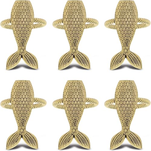 Juego de 6 servilleteros dorados, juego de 6, decoración de centro de mesa, servilleteros, paquetes de servilleteros para cena familiar, banquete de