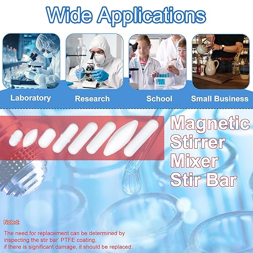 Miniatura 7 de 8PCS PTFE Magnetic Stir Bar Set for Magnetic Stirrer, White Magnet Mixing Bars,3 Shapes, 8x15mm, 8x30mm, 7x15mm, 10x30mm Magnetism for Laboratory
