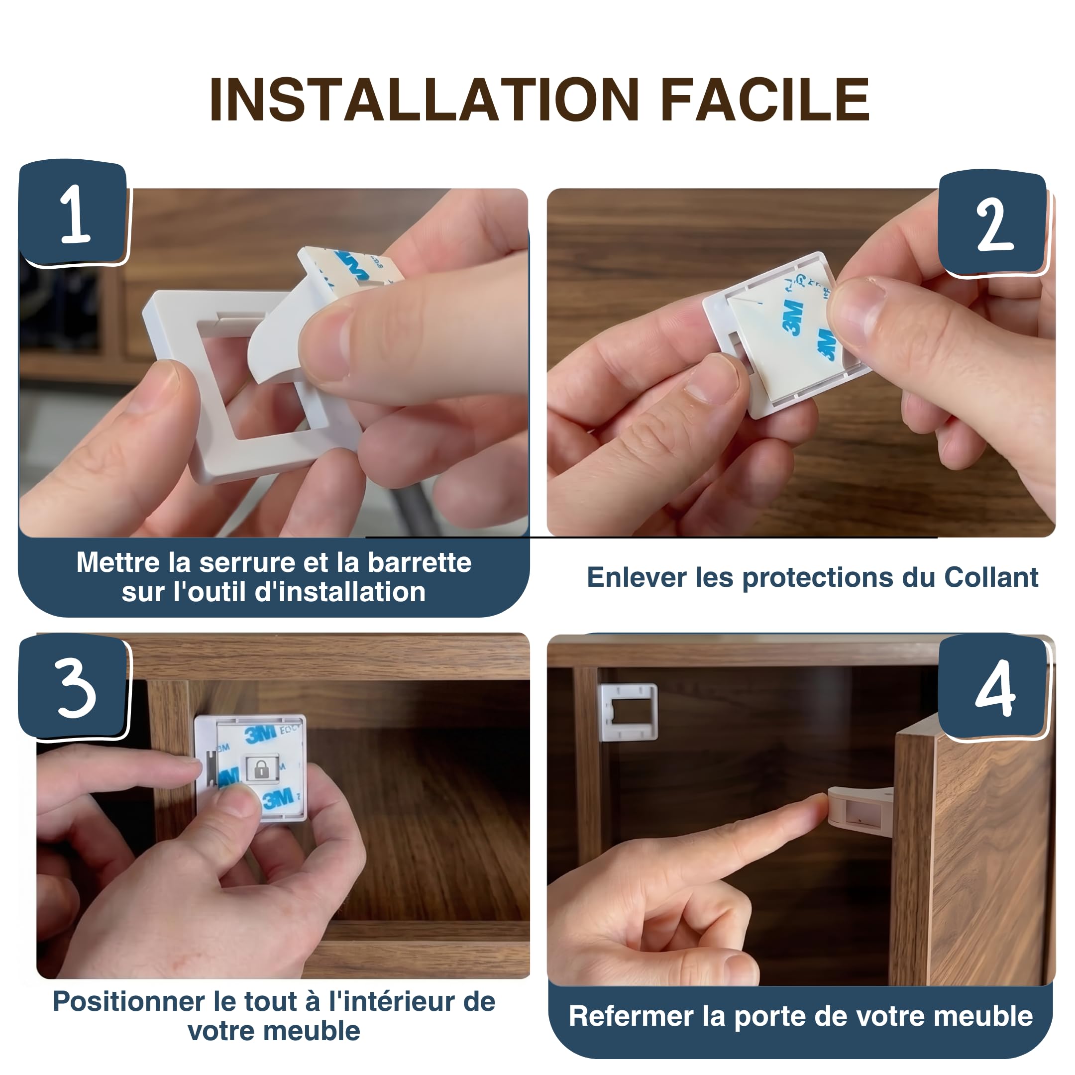 Serrure Magnétique Invisible pour Sécurité Enfant et Bébé – 10 Verrous & 2 Clés – Protection pour Placards, Portes & Tiroirs – Blocage Avec Ou Sans Perçage
