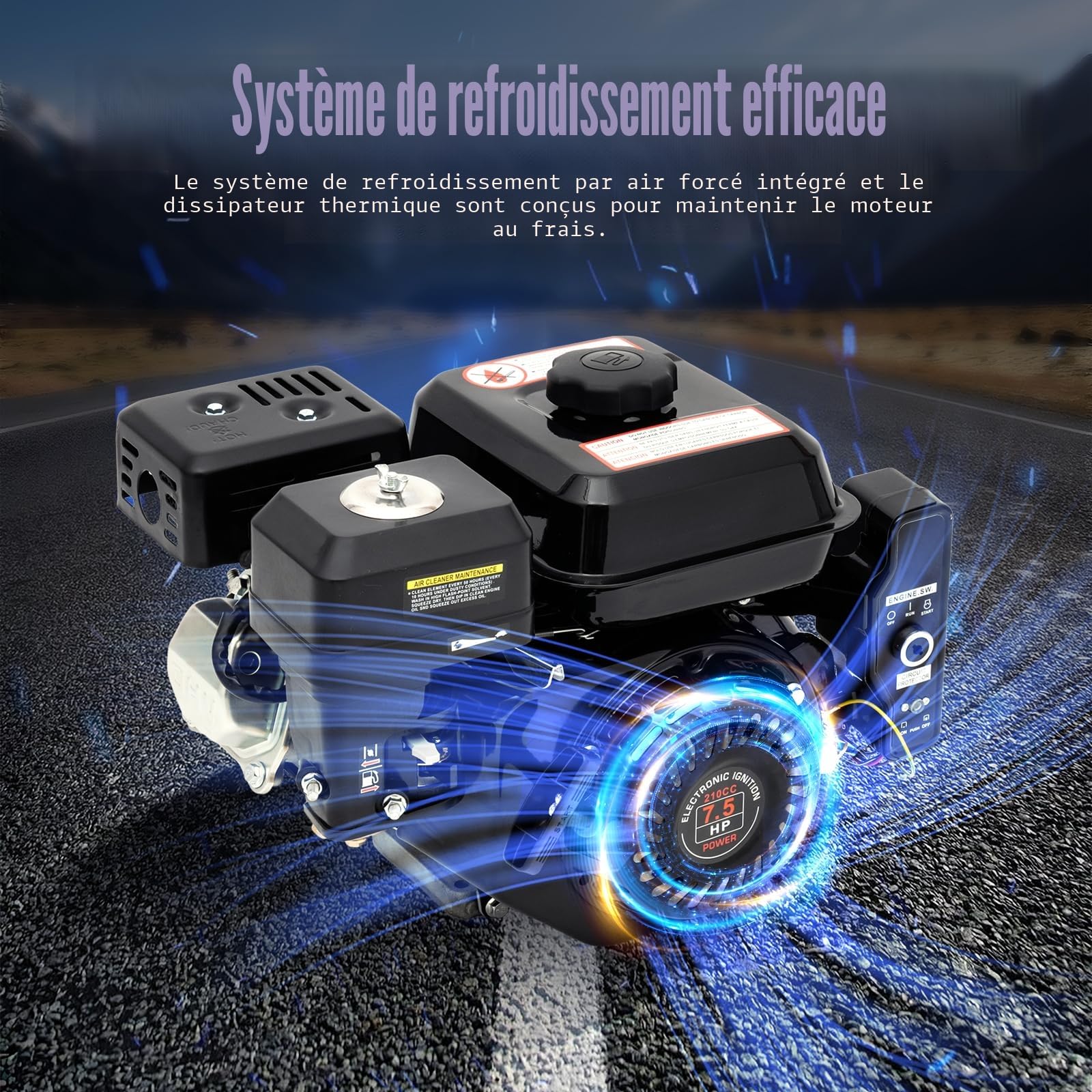 Moteur à essence 4 temps 7,5 CV avec démarrage électrique et traction