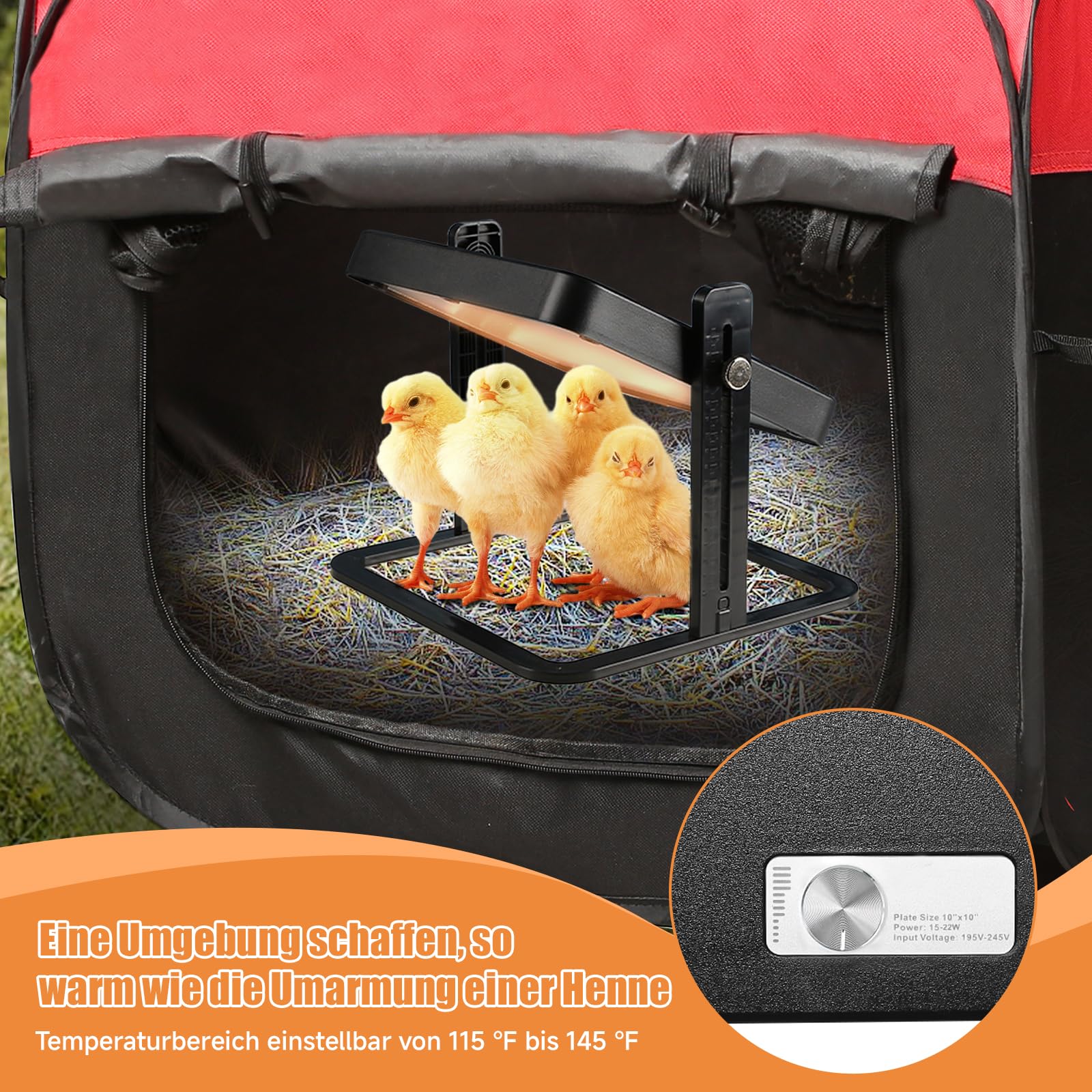 Brooder Box for Chick Starter Kit-Dual Door Chicken Brooder Pen/Playpen/Tent with 10 x 10 in Brooder Heating Plate,Nesting Pad,Chicks Feeder&Waterer,Chick Perch Up to 15 Chicks, Duck,Quail