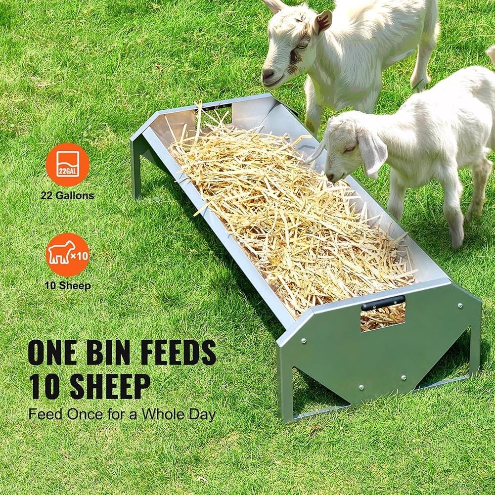 Canal de acero resistente para ganado, capacidad de 22 galones, para alimentar hasta 10 cabras para caballo, ovejas, cerdos, cobertizos de granja