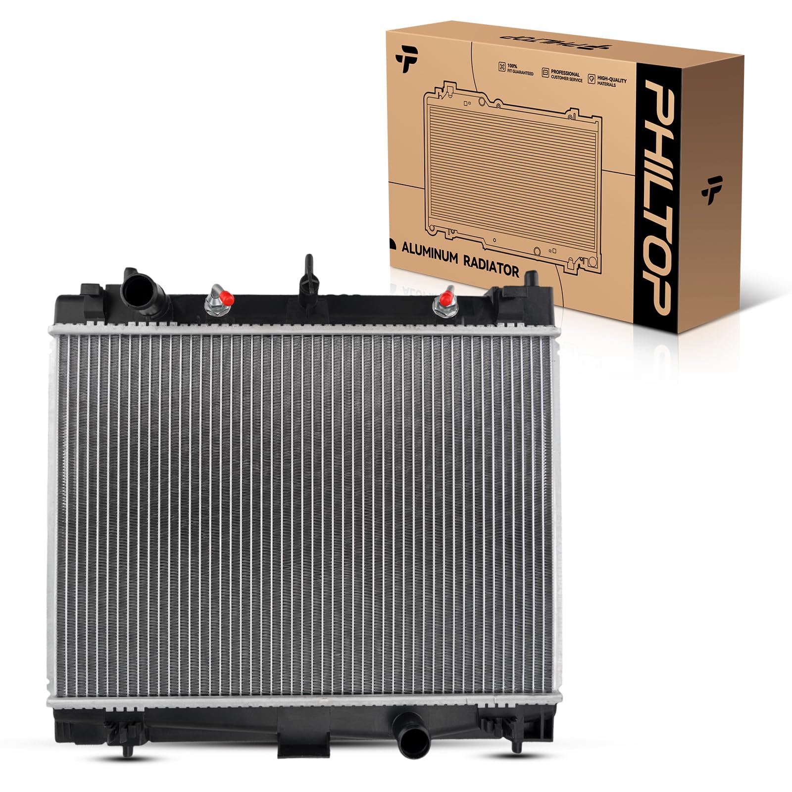 Philtop Automotive Replacement Engine Radiator For 2006-2015 Yaris 2016,2019 Yaris Hatchback 2008-2014 Scion Xd Transmission Oil Cooler Included