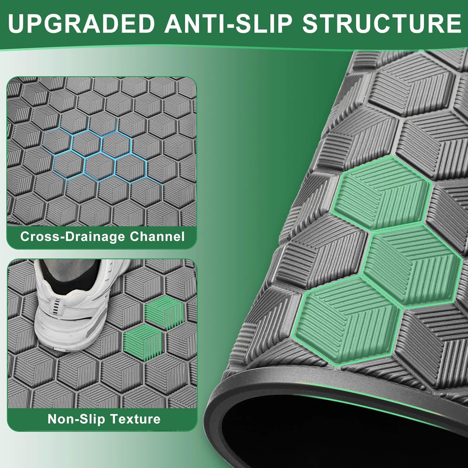 Club Car DS Floor Mat, Upgraded Non-Slip Full Coverage Golf Cart Floor Mat Replacement Think Rubber Fits Club Car DS 1982-2013 / Villager 1982-2018 - Image 3