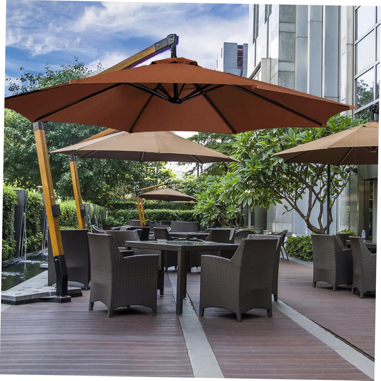 Mipcase Outdoor Umbrella Canopy Replacement Ribs Rain for Patio Umbrella Easy Install Canopy for Garden Beach and Outdoor Events