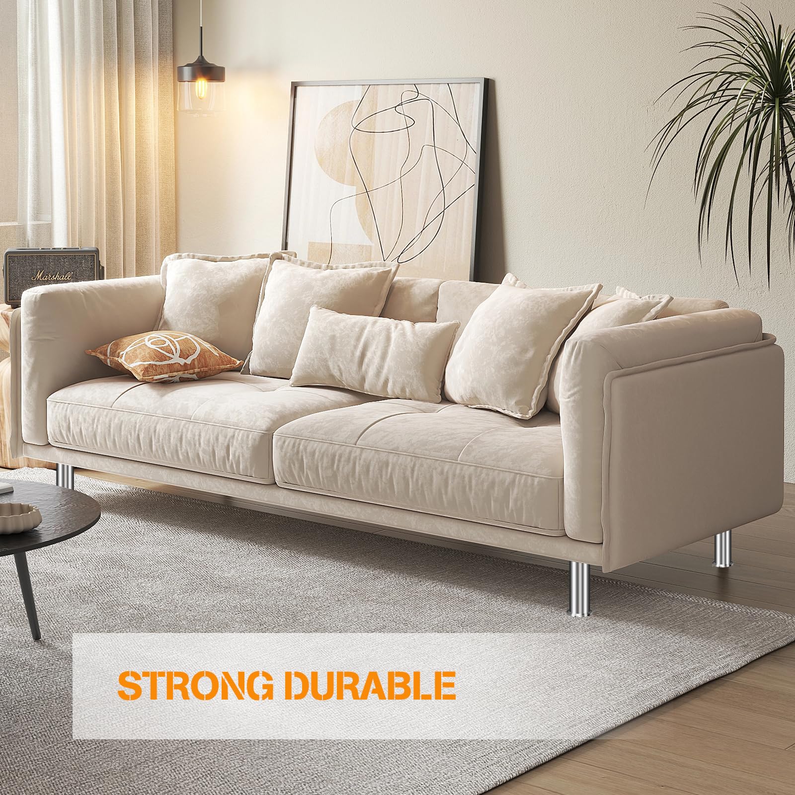 4 patas para muebles de acero inoxidable, patas de metal, ajustables, altura regulable, patas redondas, patas para muebles, mesa, cama, armario, sofá, patas de repuesto (25 cm, M8)