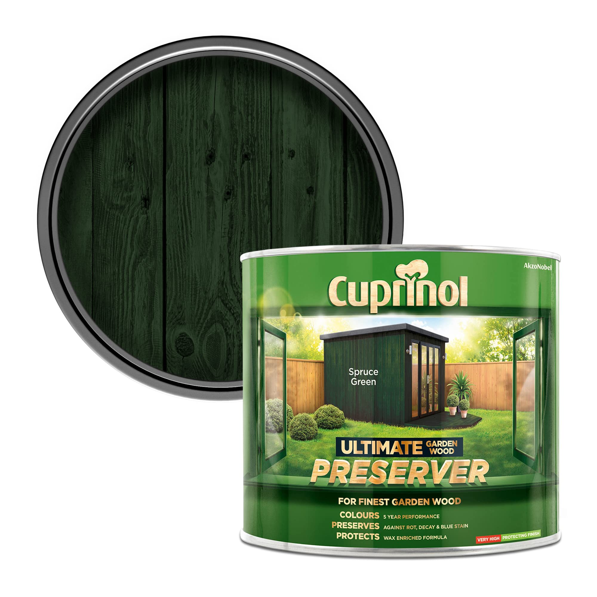 Cuprinol 5206082 CUPGWPRESG1L 1L Ultimate Garden Wood Preserver - Spruce Green