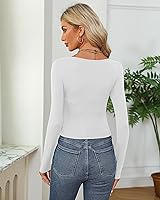 Vista 3 de 3 piezas de camisetas cortas básicas de manga larga para mujer, ajustadas, cuello redondo, color liso, casual, para mujer