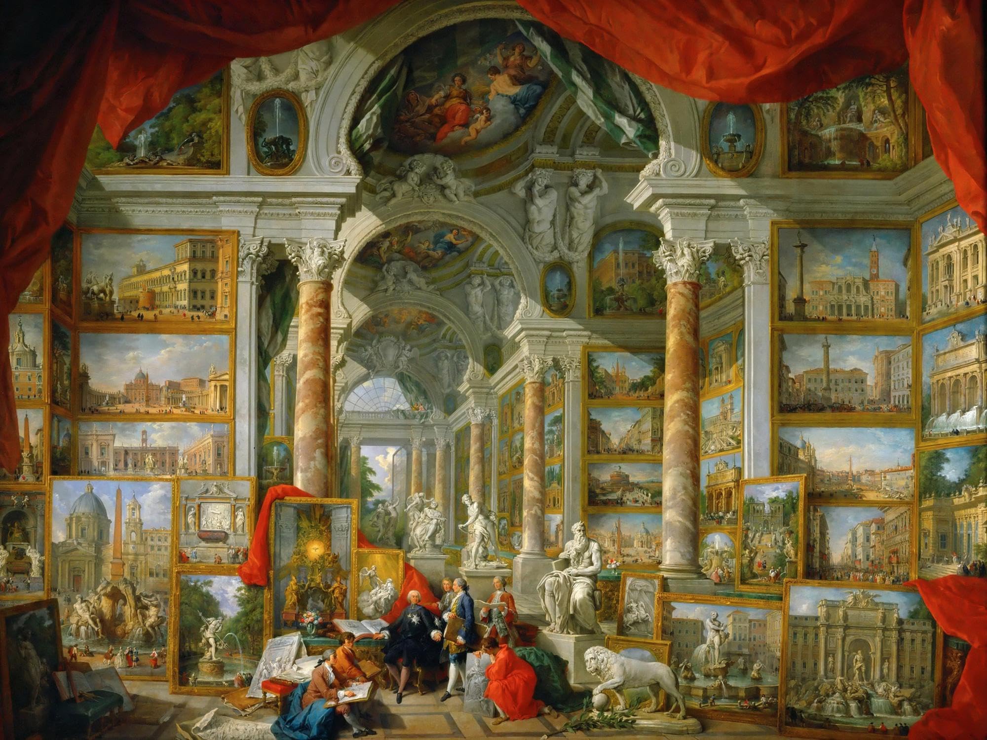 ART.COM Wall Art Prints Picture Gallery with Views of Modern Rome (Modern Rom) by Giovanni Paolo Panini, Places Decor, 32" x 24"