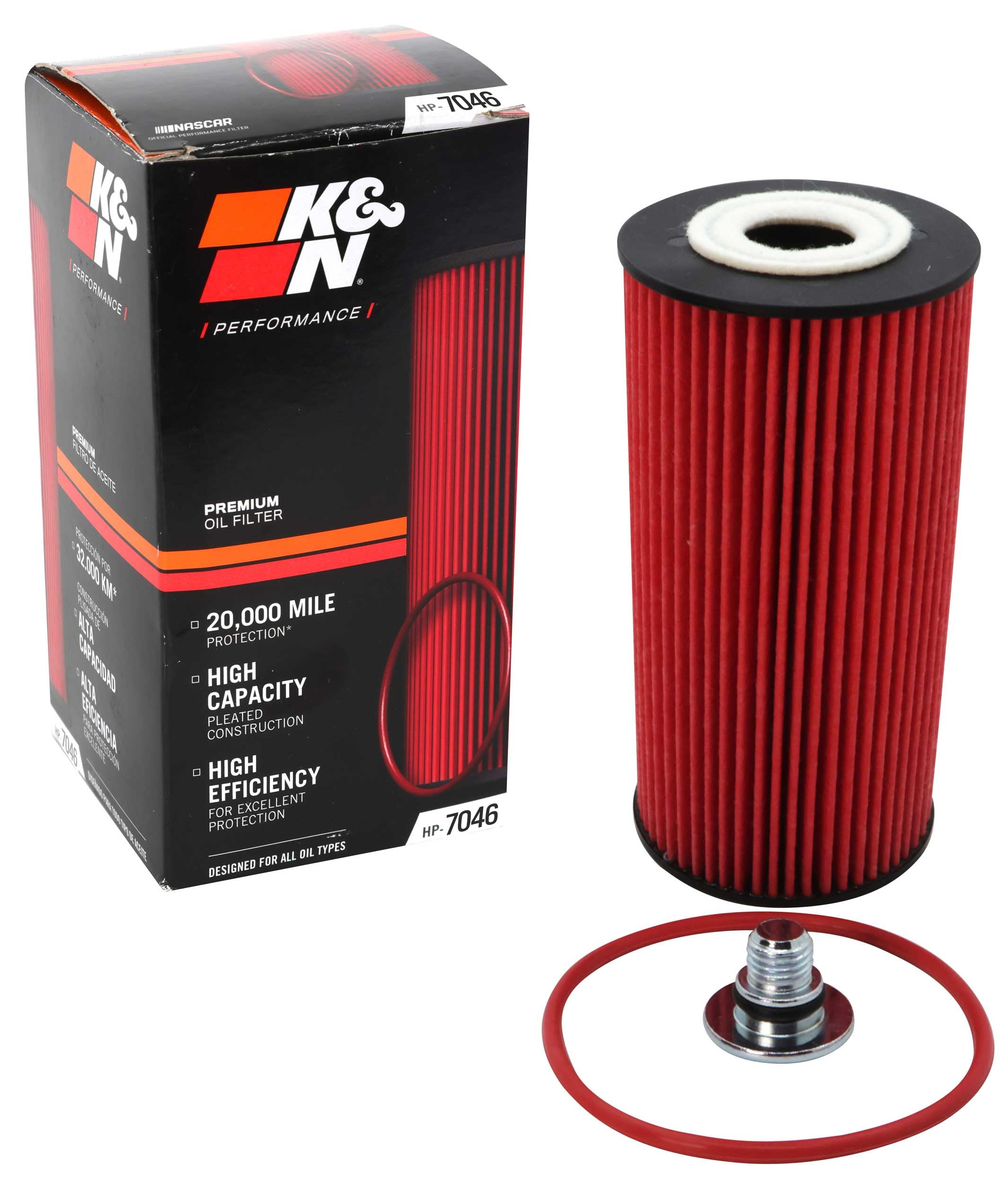 K&N Filtro de aceite - Serie de alto rendimiento compatible con Hyundai y Kia (HP-​7046), color rojo