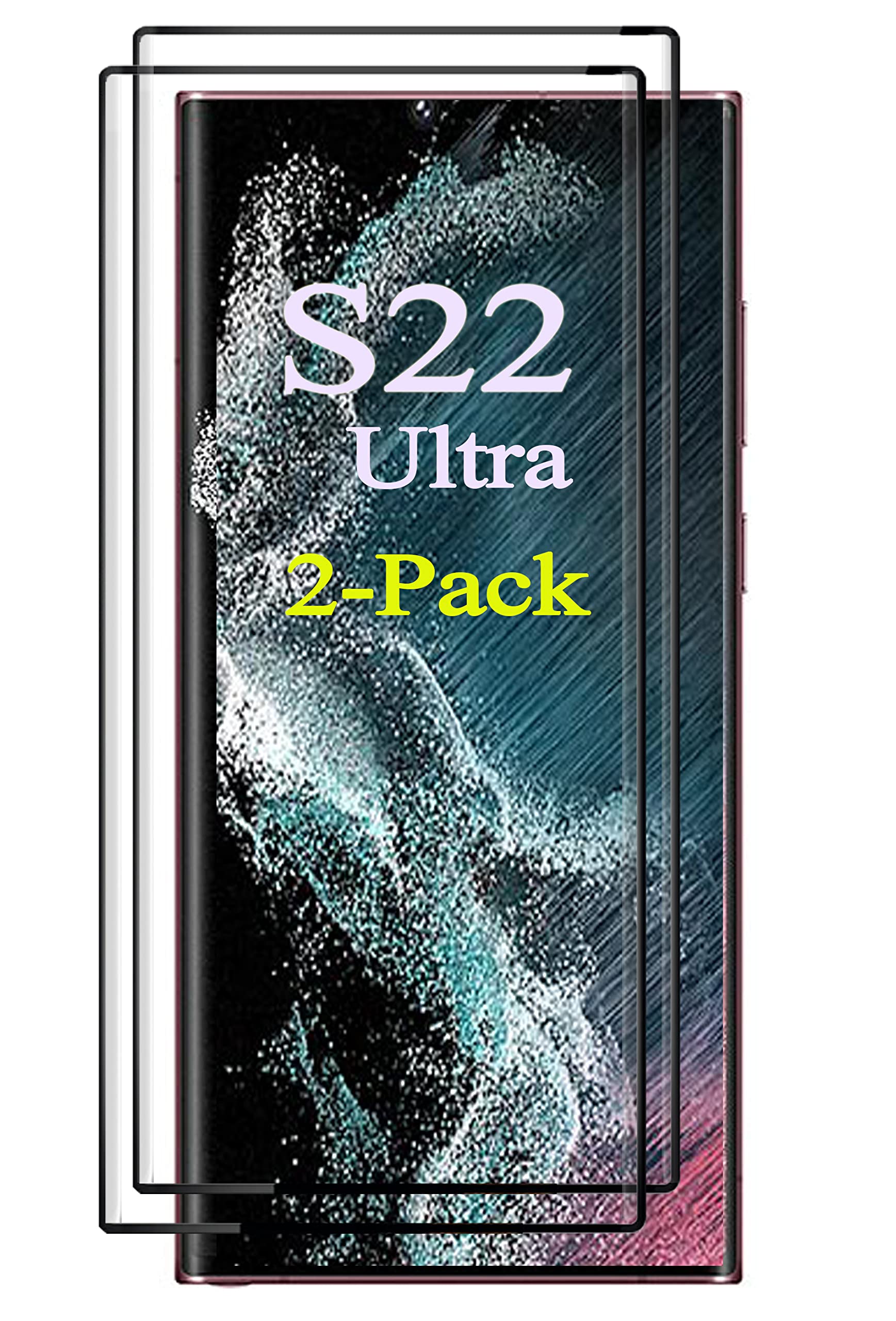 stilluxyCompatible With Samsung Galaxy S22 Ultra Tempered Glass S22ultra 5g,High Definition,Full Coverage,9H Hardness,3D Curved Screen Protector Protective Film,6.8 inch
