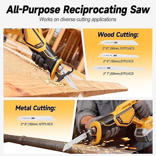 Miniatura 4 de Sierra recíproca inalámbrica compatible con batería Dewalt 20V MAX (sin batería), mini sierra recíproca sin escobillas 0-3500 SPM velocidad