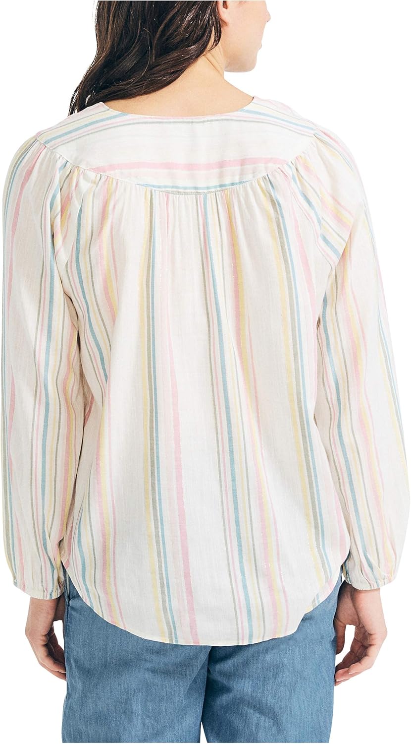 Nautica Womens Nautica Women's Lurex Stripe Woven Shirt - Image 3