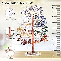 Vista 15 de Rose Quartz Gemstone Tree of LifeNatural Reiki Crystals Gemstone Chakra Tree for Positive Energy, Geode Agate Slice Base, Feng Shui Decor, Good