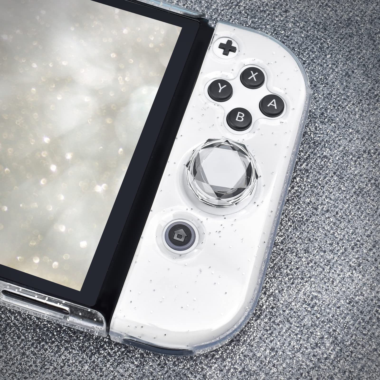 DLseego Daumenkappe, kompatibel mit Nintendo Switch/Switch OLED, Analog, 3D, hart für Switch Lite Konsole, transparent + blau (4 Stück)