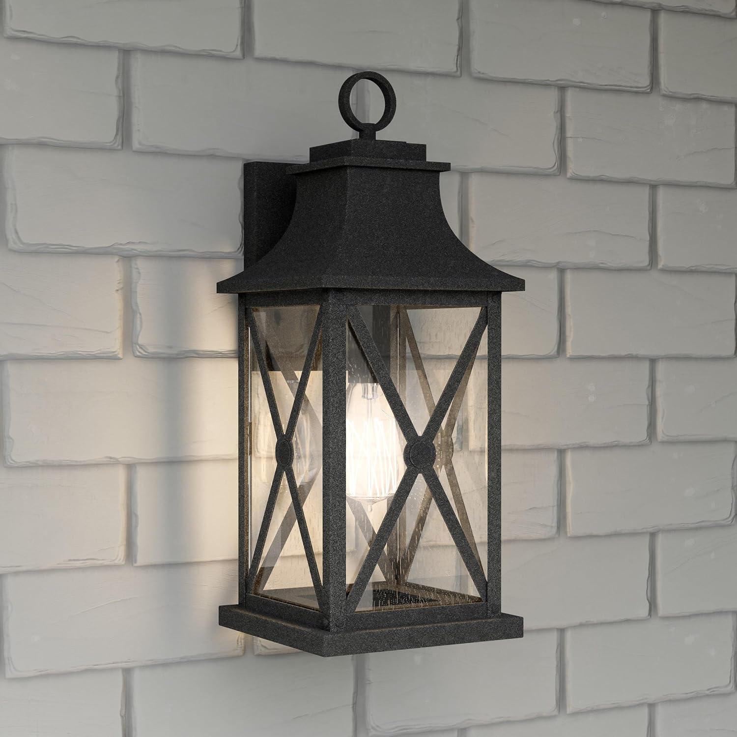 Quoizel ELB8408MB Ellerbee Outdoor Wall Sconce, 1-Light 100 Watts, Mottled Black