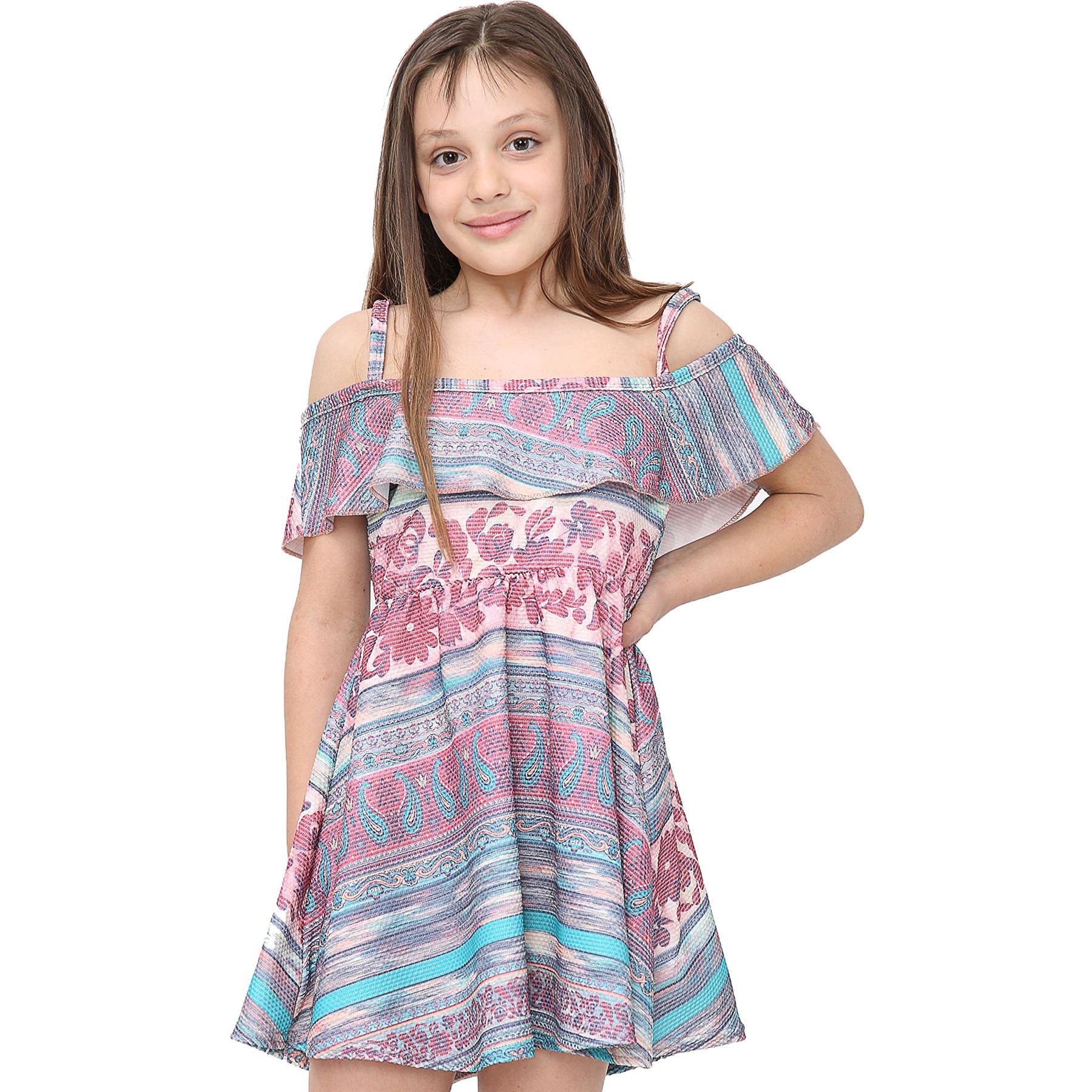 A2Z 4 Kids Girls Skater Dress - Off Shoulder Dress Style No 6 7-8