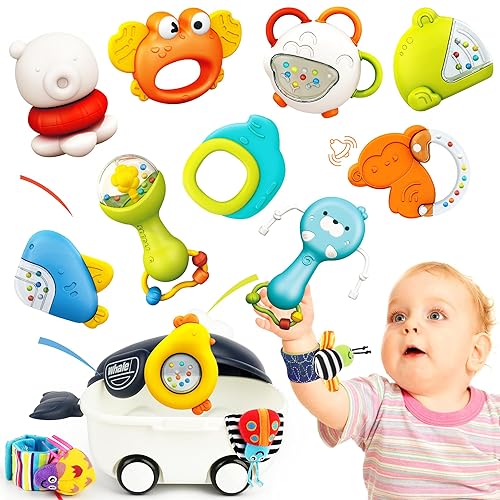 Miniatura 8 de Sonajeros para bebés de 0 a 6 meses  Juguetes sensoriales para bebés de 3 a 6 meses, calcetines de sonajero de muñeca, buscador de pies y juguetes