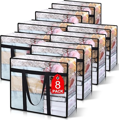 Miniatura 9 de 6 paquetes de bolsas de almacenamiento transparentes para mantas, organizadores de armario de vinilo para ropa y edredones, contenedores de