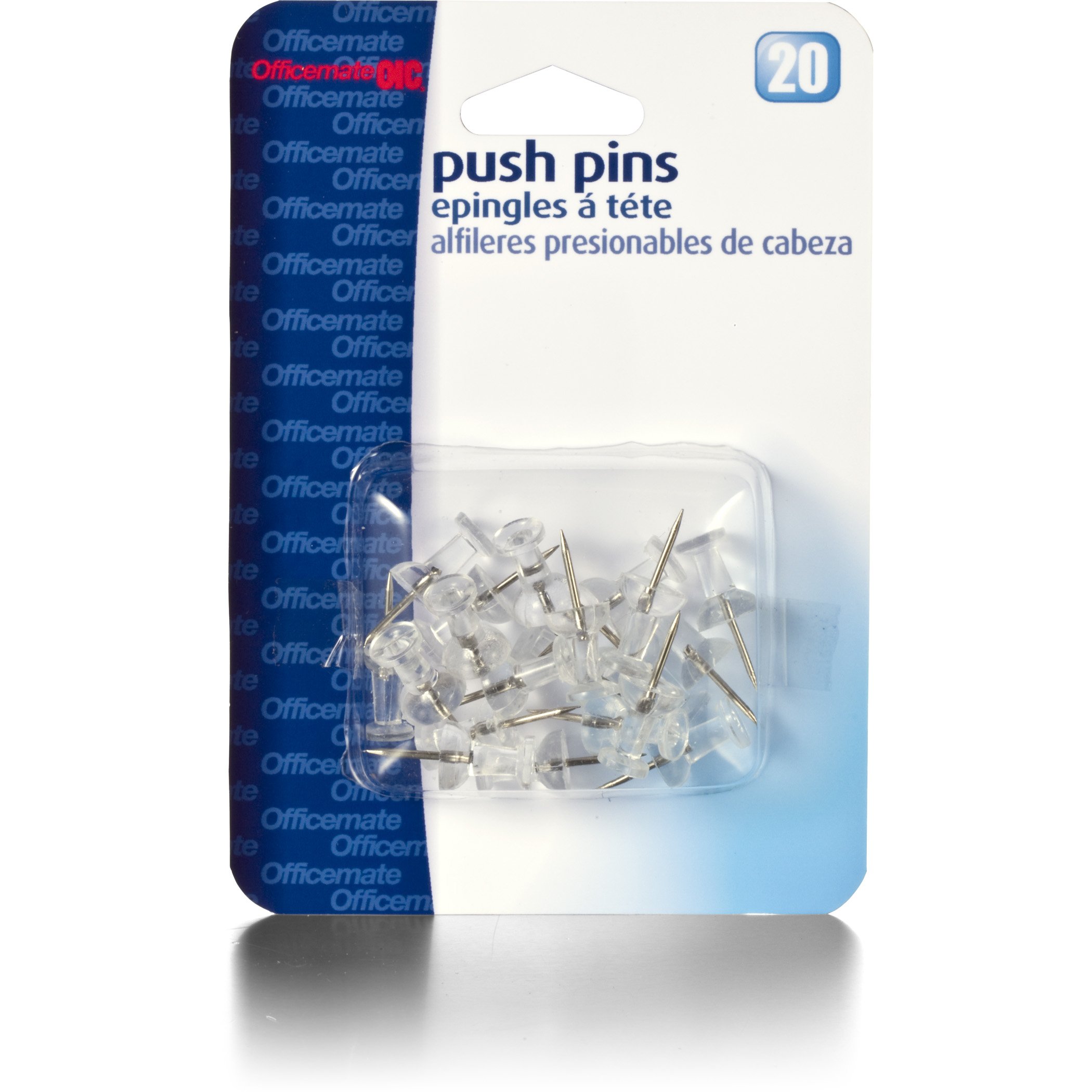 OfficemateOIC(R) Pushpins, Clear, Pack Of 20