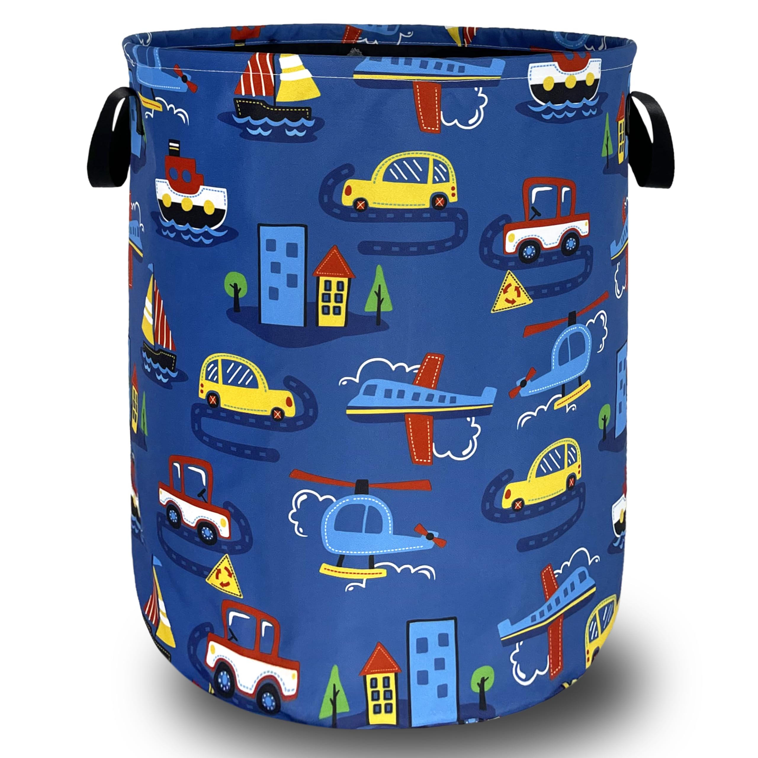 Cartoon Cars Laundry Basket Oxford Cloth Foldable Hamper 18.9x16.5 Inch