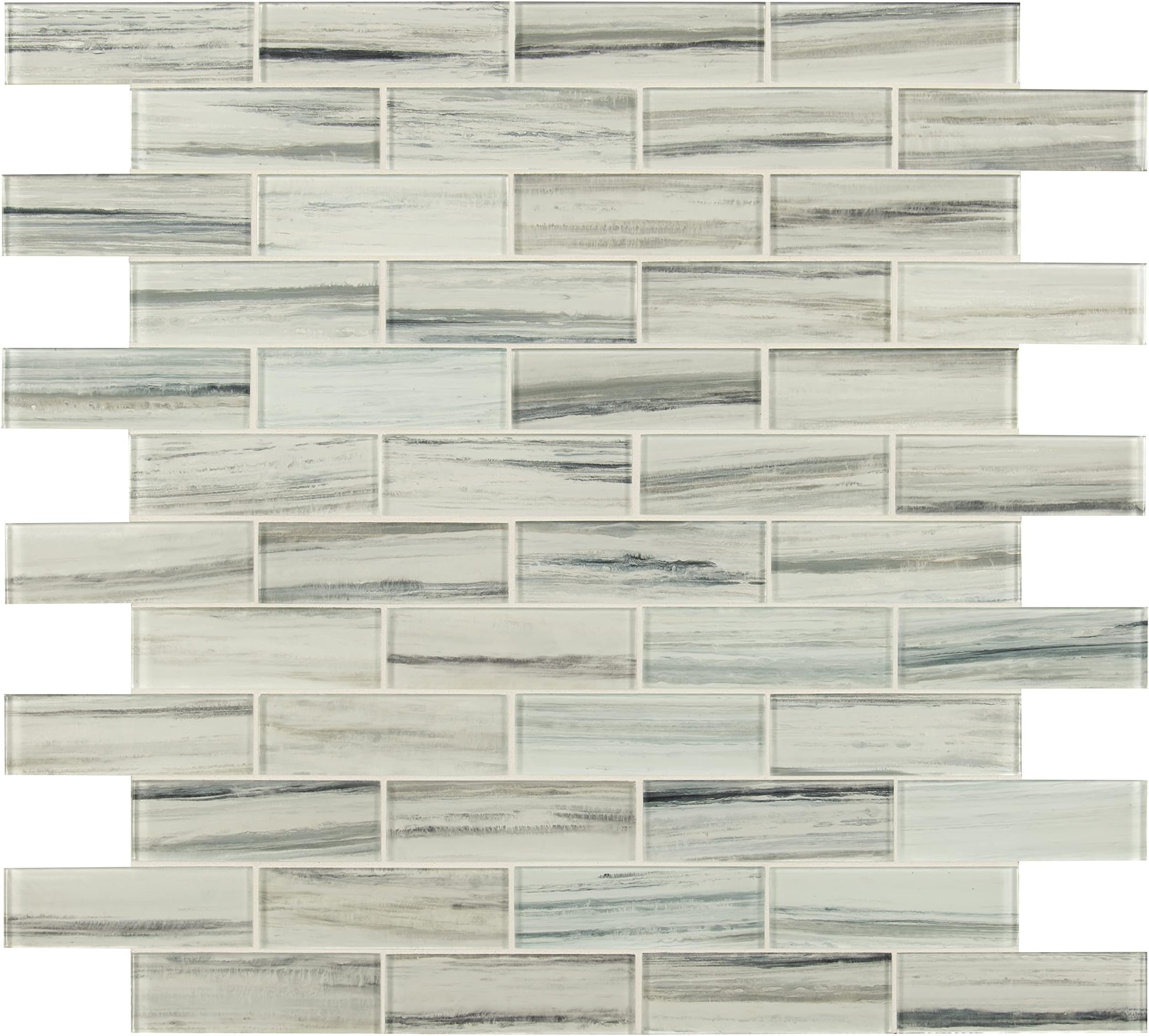 MSI Malta Cliffs 2 in. x 6 in. Subway 11.81 in. x 11.81 in. x 8 mm Glossy Glass Mosaic Tile for Bathroom, Kitchen Backsplash, Accent Wall Tile, and Shower Wall Tile