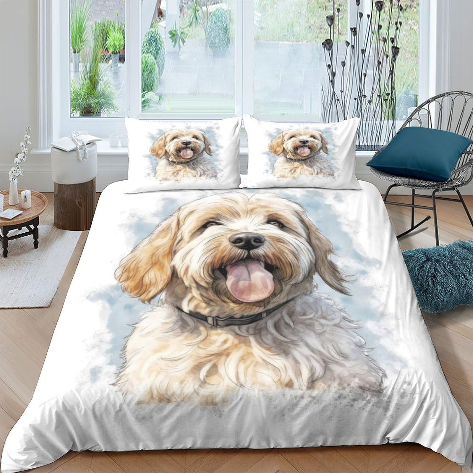 Tnfhsoft Soft Coated Wheaten Terrier Duvet Cover Sets For Kids Teens Soft Microfiber Quilt Cover 3D Printed Comforter Cover With Pillowcase Kids Bedding Set Accessories Gifts Present Double（200X200cm）