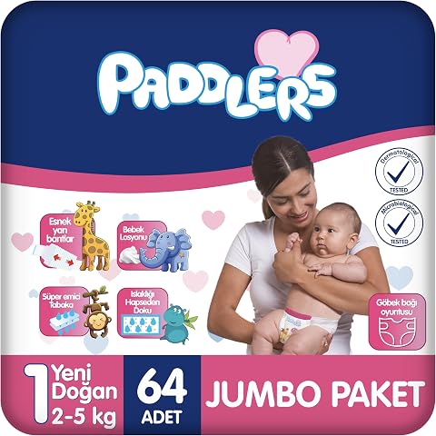 Paddlers Yenidoğan Bebek Bezi 1 Numara (2-5 Kg) 64 Adet – Jumbo Paket