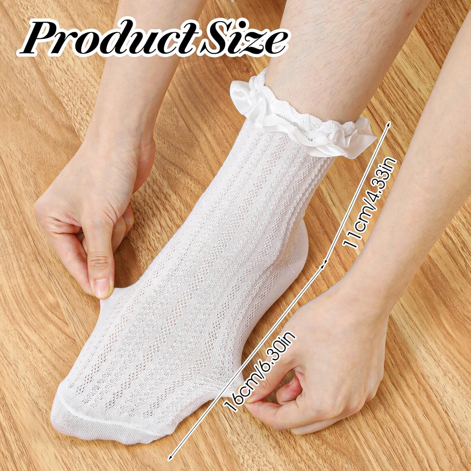 2 Pairs Ruffle Ankle Socks Women Ruffle Lace Socks Women Cute Stylish Cotton Ruffle Frilly Ruffle Dress Socks for Women(White & Black) - Image 2